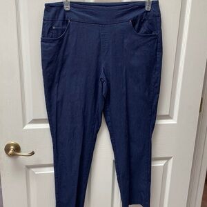 Q womens Kate Park casual solid blue stretch plus size pants size XL